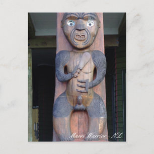 Maori Warrior, native Art, New Zealand Postcard