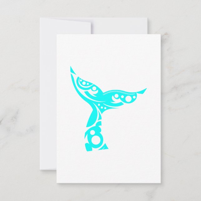 Maori Whale Tail Tribal Tattoo Turquoise Gift Idea RSVP Card (Front)