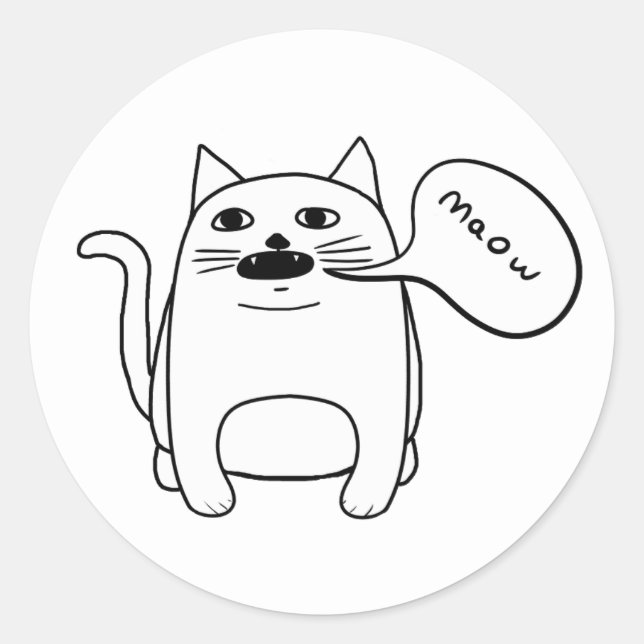 Maow Cat Classic Round Sticker (Front)