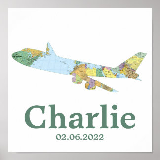 Map Airplane Nursery Decor Personalized 