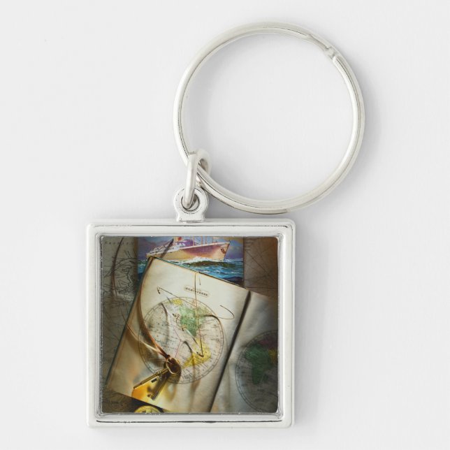Map And Compass Keychain (Front)