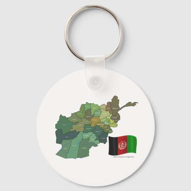 Map and Flag of Afghanistan Keychain (Front)