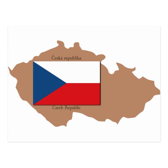 Map and Flag of Czech Republic Postcard