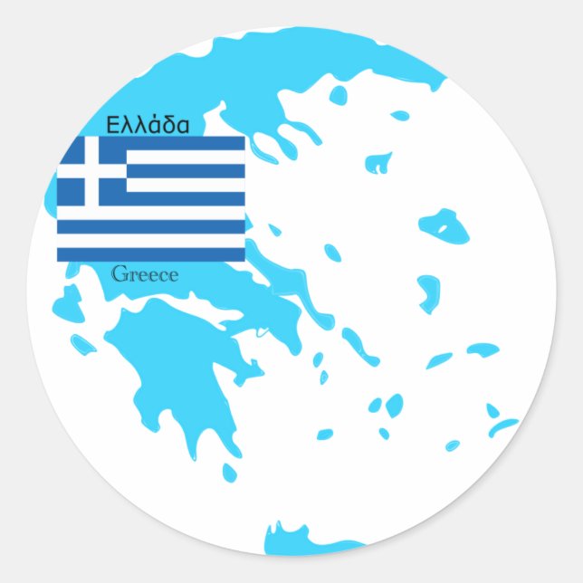 Map and Flag of Greece Classic Round Sticker (Front)