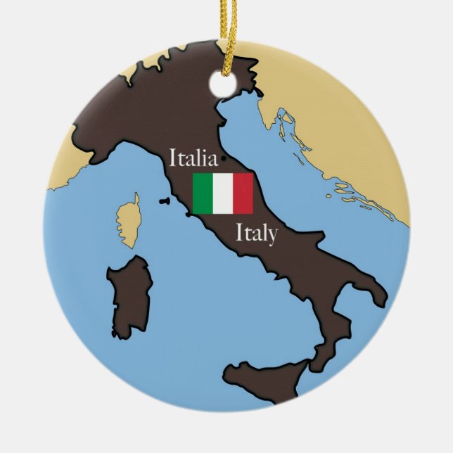 Map and flag of Italy Ceramic Ornament (Front)