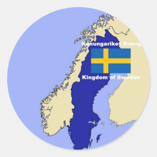 Map and Flag of Sweden Classic Round Sticker