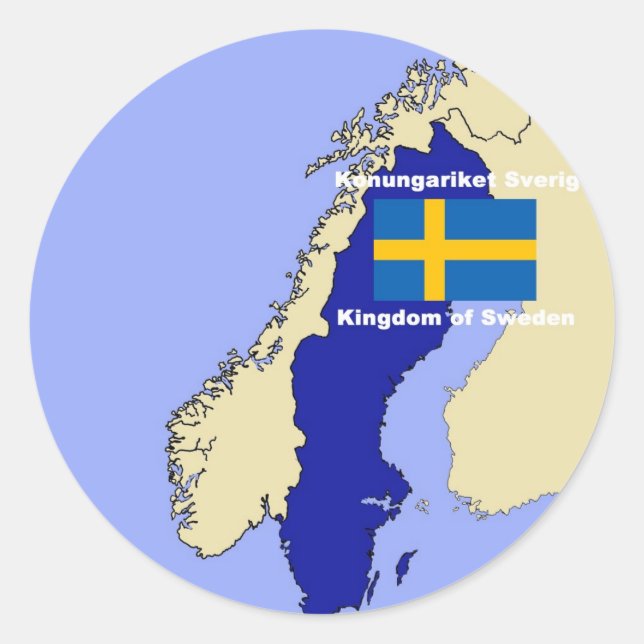 Map and Flag of Sweden Classic Round Sticker (Front)