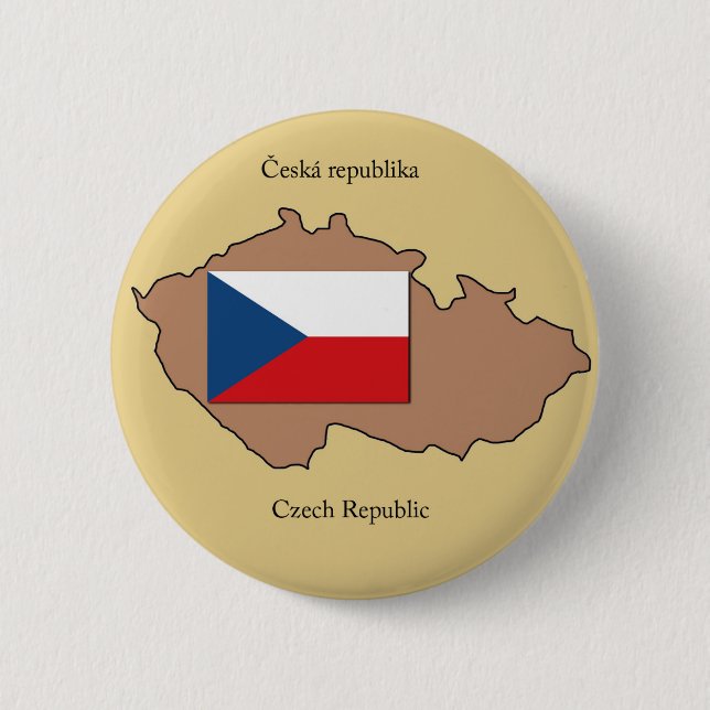 Map and Flag of the Czech Republic 2 Inch Round Button (Front)