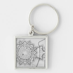 Map and fortifications of Neuf-Brisach Keychain