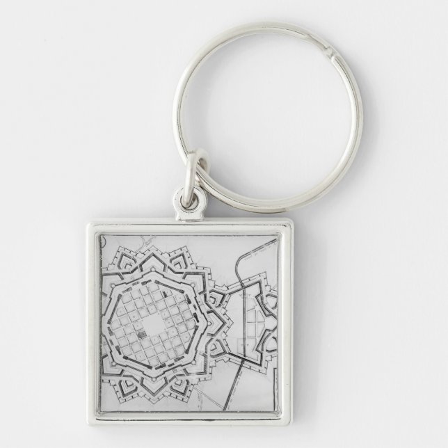 Map and fortifications of Neuf-Brisach Keychain (Front)