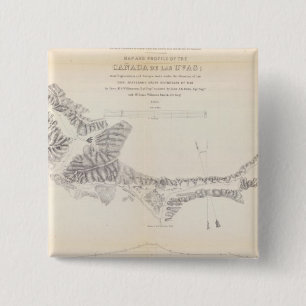 Map and Profile of Canada de las Uvas 2 Inch Square Button