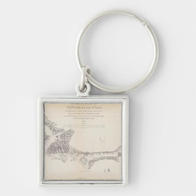 Map and Profile of Canada de las Uvas Keychain (Front)