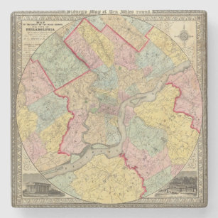 Map Around The City Of Philadelphia Stone Coaster