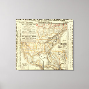 Map Atlantic Coast Line Canvas Print