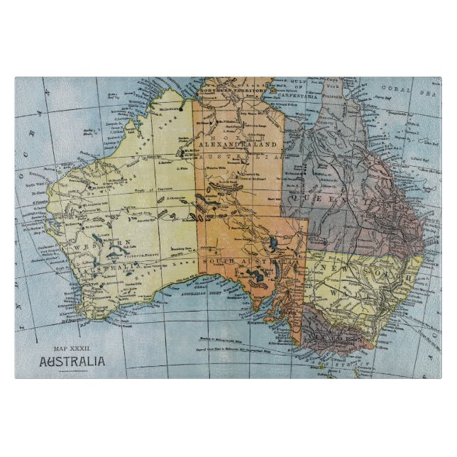 MAP: AUSTRALIA, c1890 Cutting Board (Front)