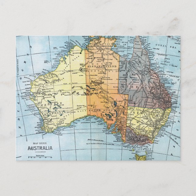 MAP: AUSTRALIA, c1890 Postcard (Front)