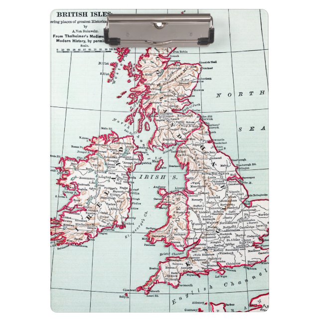 MAP: BRITISH ISLES, c1890 Clipboard (Front)