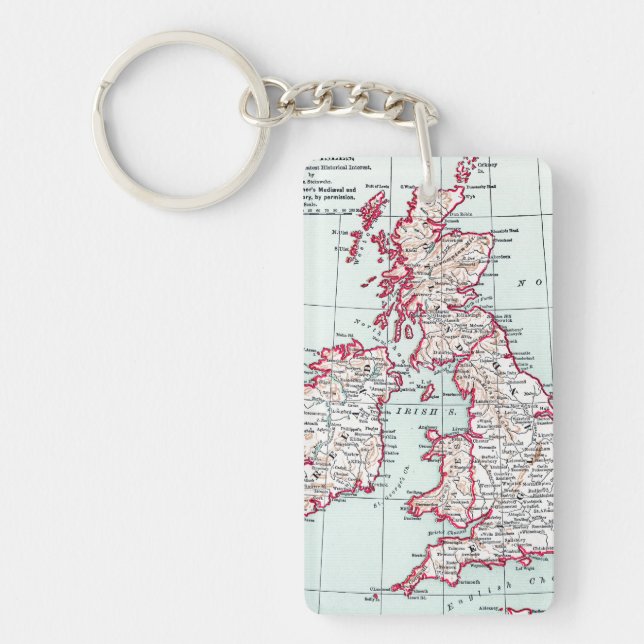 MAP: BRITISH ISLES, c1890 Keychain (Front)