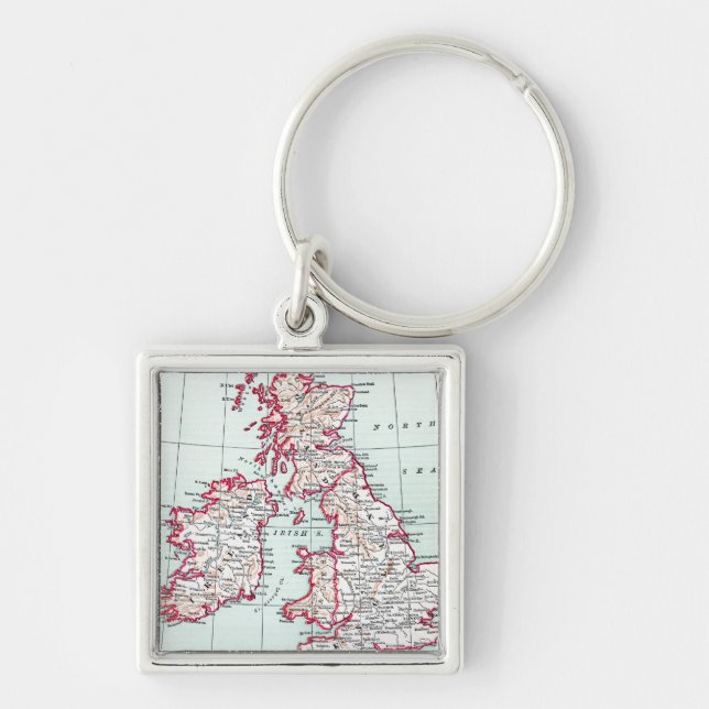 MAP: BRITISH ISLES, c1890 Keychain (Front)