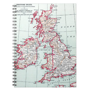 MAP: BRITISH ISLES, c1890 Notebook