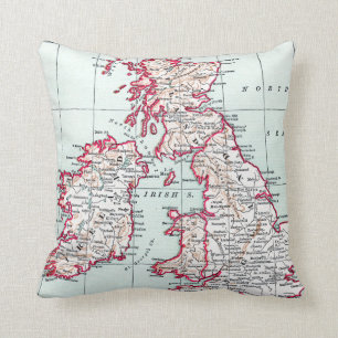 MAP: BRITISH ISLES, c1890 Throw Pillow