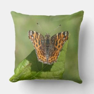 Map Butterfly on a Leaf Throw Pillow