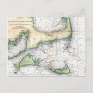 Map Cape Cod, Nantucket, Martha's Vineyard Postcard
