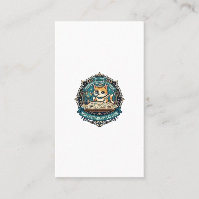 Map Cartography Cat Funny Cat Lover Design - Map C Business Card (Front)