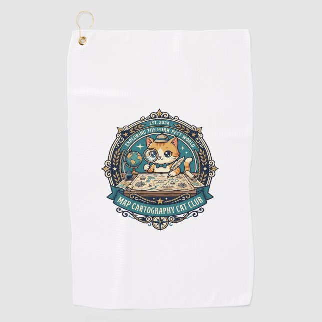 Map Cartography Cat Funny Cat Lover Design - Map C Golf Towel (Front)