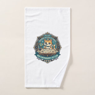 Map Cartography Cat Funny Cat Lover Design - Map C Hand Towel