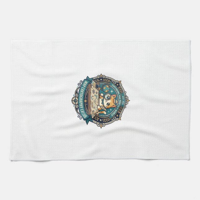 Map Cartography Cat Funny Cat Lover Design - Map C Kitchen Towel (Horizontal)