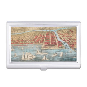 MAP: CHICAGO, c1857 Business Card Holder