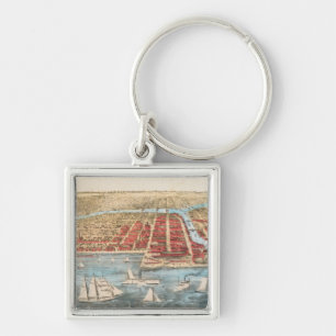 MAP: CHICAGO, c1857 Keychain
