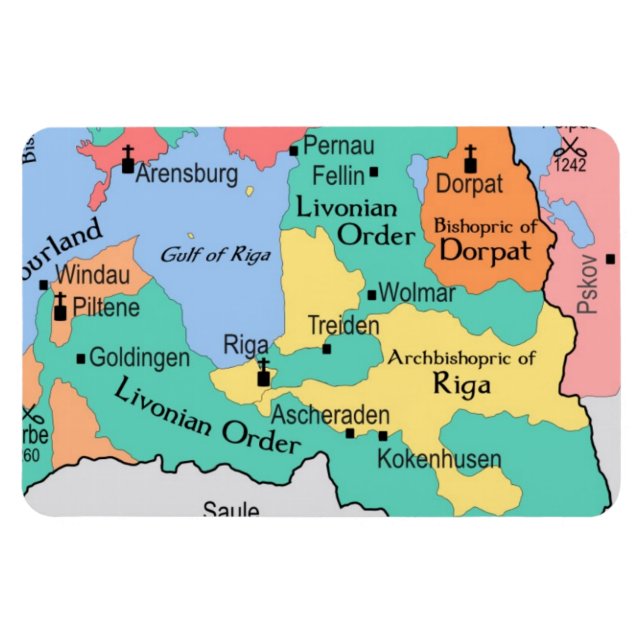 Map circa 1260 magnet (Horizontal)