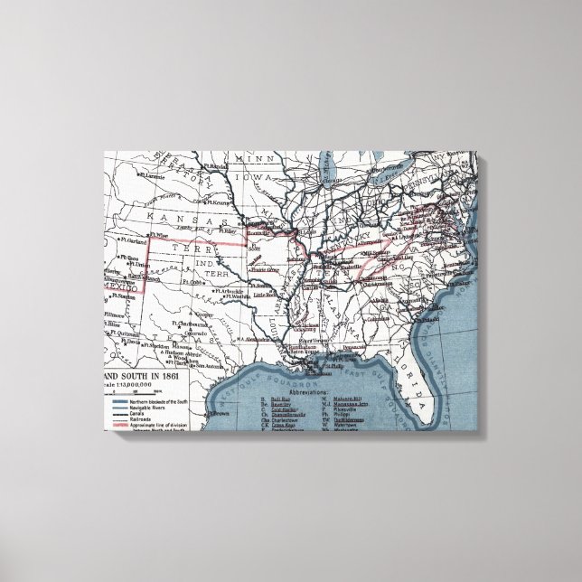 MAP: CIVIL WAR, 1861 CANVAS PRINT (Front)
