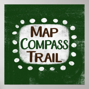 Map Compass Trail Poster Wall Art