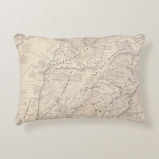 Map, Corrientes Prov, Terr Mission Decorative Pillow (Front)