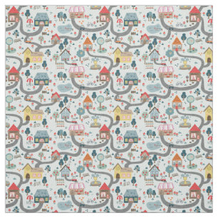 Map Cotton Fabric Kids Play