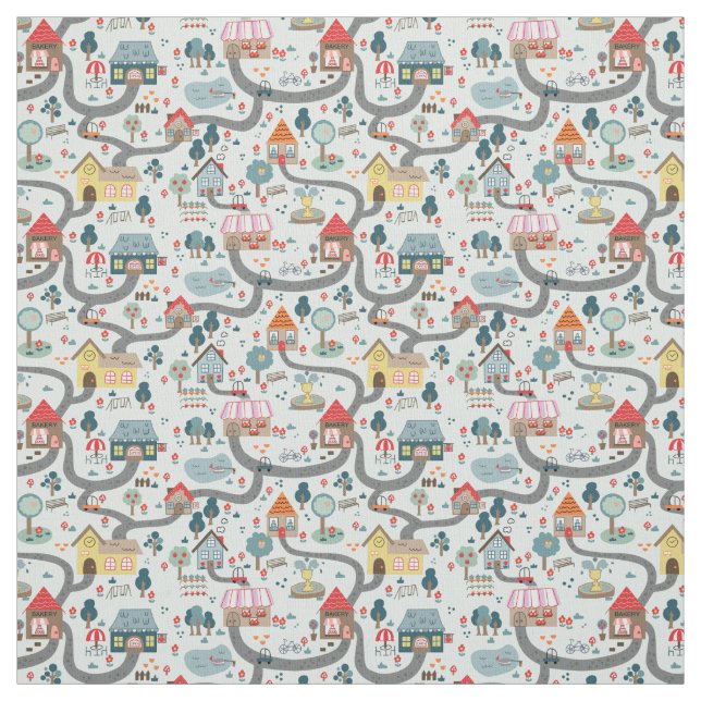 Map Cotton Fabric Kids Play (Swatch)