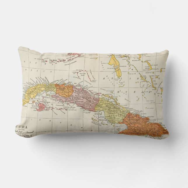 MAP: CUBA, 1900 LUMBAR PILLOW (Front)