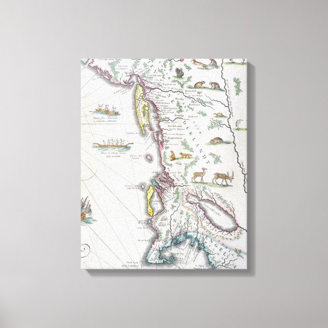 Map Depicting the East Coast Canvas Print (Front)