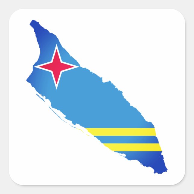 Map flag of Aruba Square Sticker (Front)
