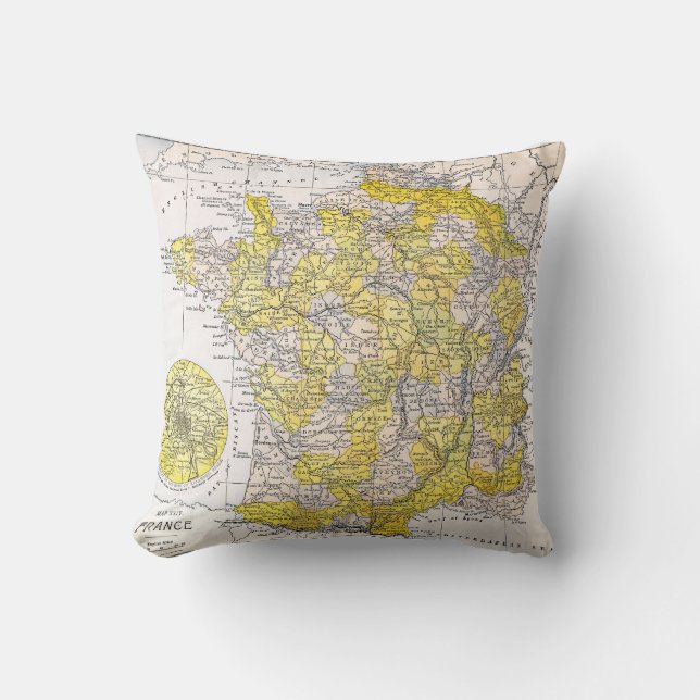MAP: FRANCE THROW PILLOW (Front)