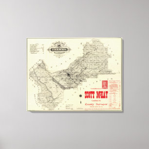 Map Fresno County, California Canvas Print