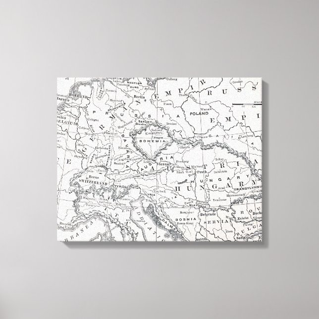 MAP: GERMANY AND AUSTRIA CANVAS PRINT (Front)