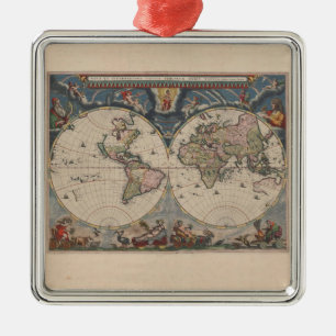 Map Globe Travel Art Vintage Antique Metal Ornament