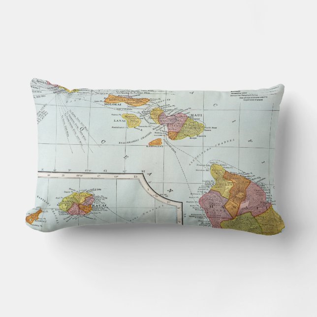 Map: Hawaii, 1905 Lumbar Pillow (Front)