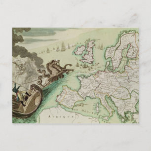Map illustrating the Naval Attack on England Postcard