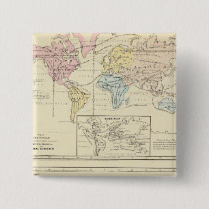 Map in colour of The World 2 Inch Square Button