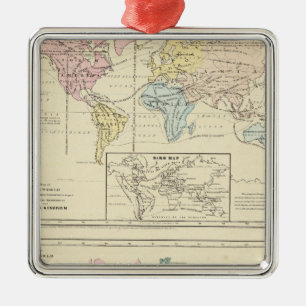 Map in colour of The World Metal Ornament